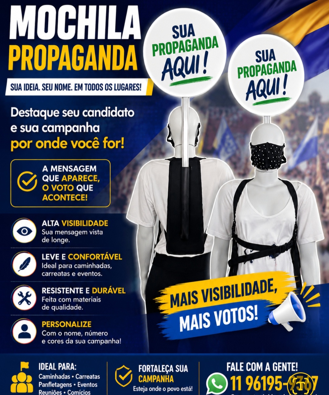 Mochila Propaganda Eleições 2026 Candidato