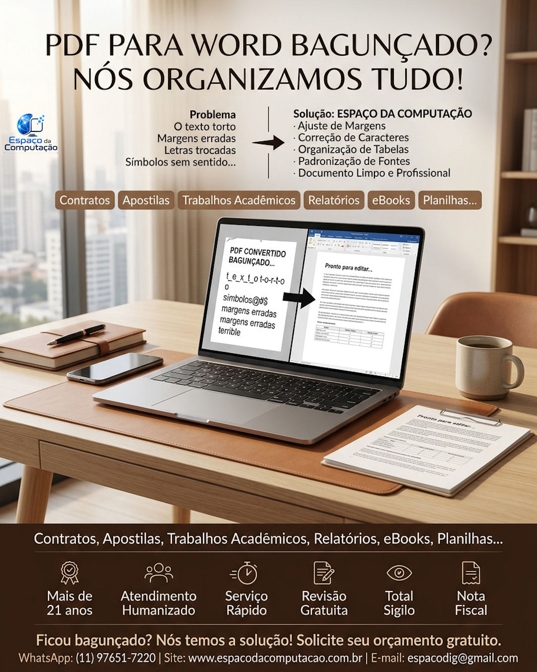 Você converteu um PDF para Word… e o documento ficou todo bagunçado?